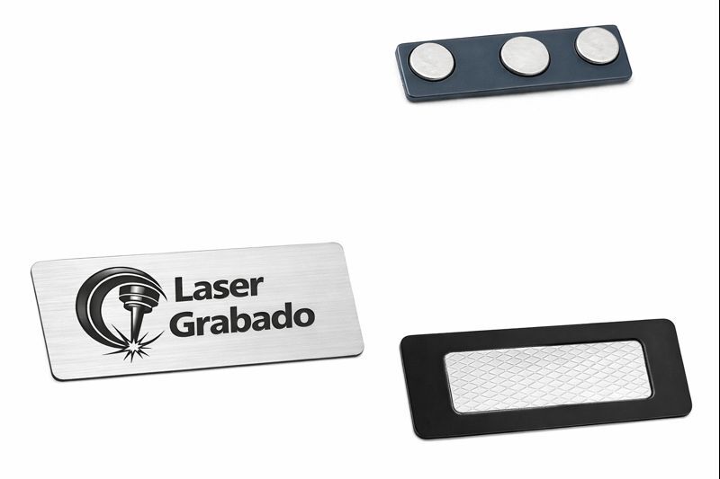 Gafete metálico plata